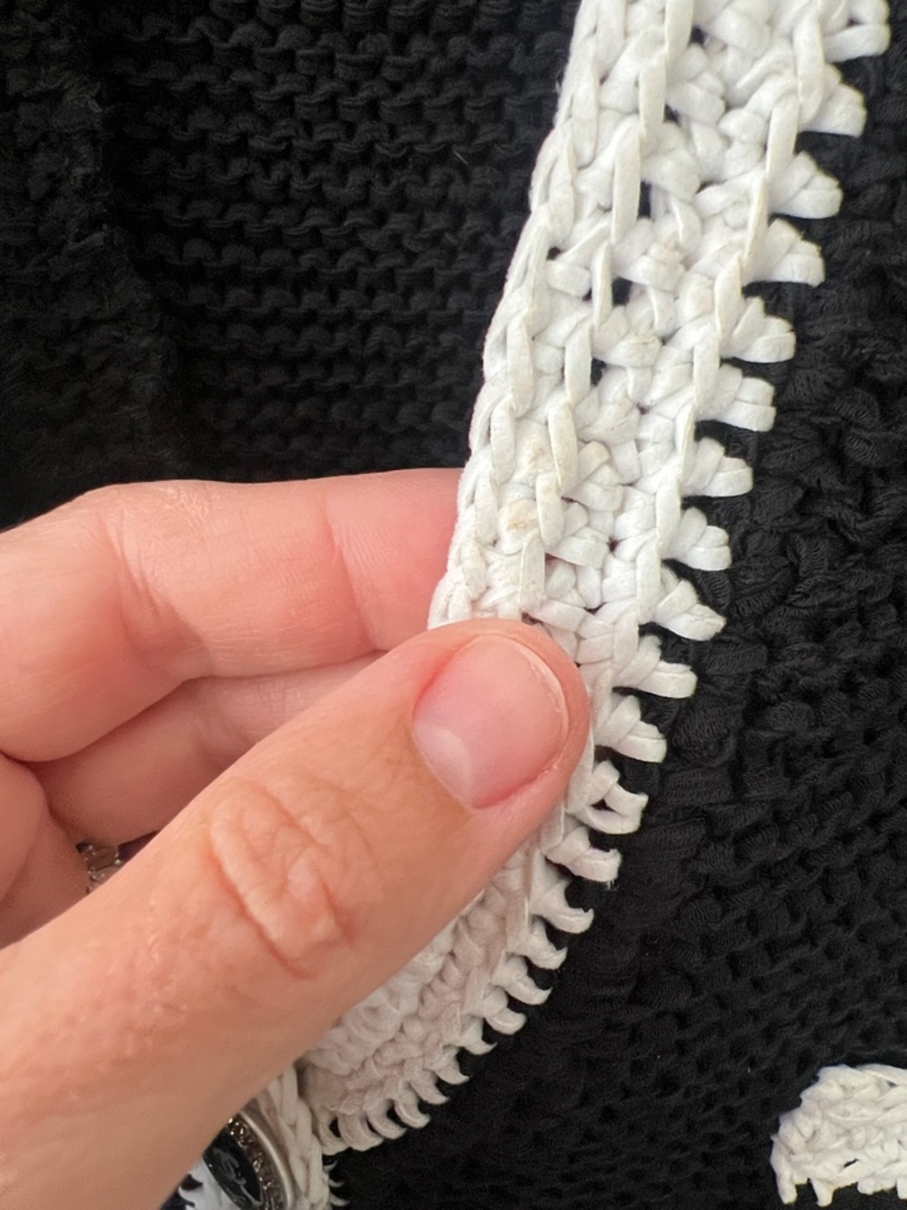 Black Knit Cardigan with White Trim - Classic Contrast Jacket - Picture 8 of 11